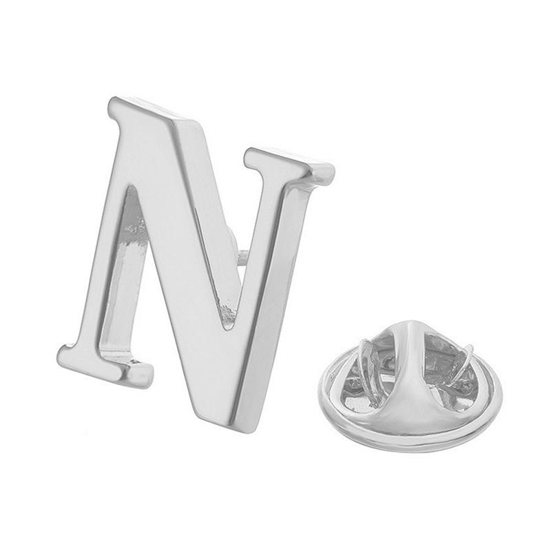 High Quality Classic Style Silver Letter A-Z Metal Brooch Women Men'S Lapel Pin Women'S Hat Scarf Backpack Badge Jewellery