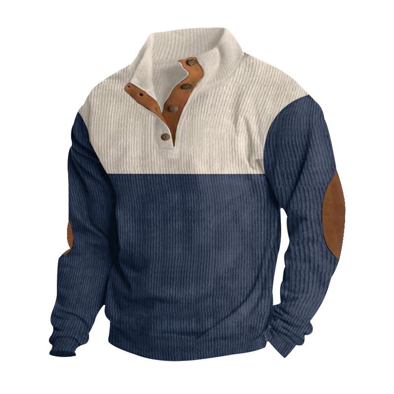 Autumn Winter New Men's Outdoor Corduroy Casual Stand Up Collar Long Sleeved Pullovers Daily Comfortable Versatile Fashionable Loose Pullovers
