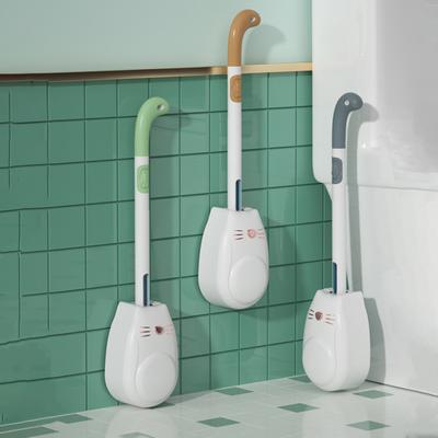 Toilettenbürste mit Katzenauge und Wandhalterung, Toilettenbürste aus Silikon mit langem Griff und Flüssigkeitsaufbewahrung, Toilettenschrubber