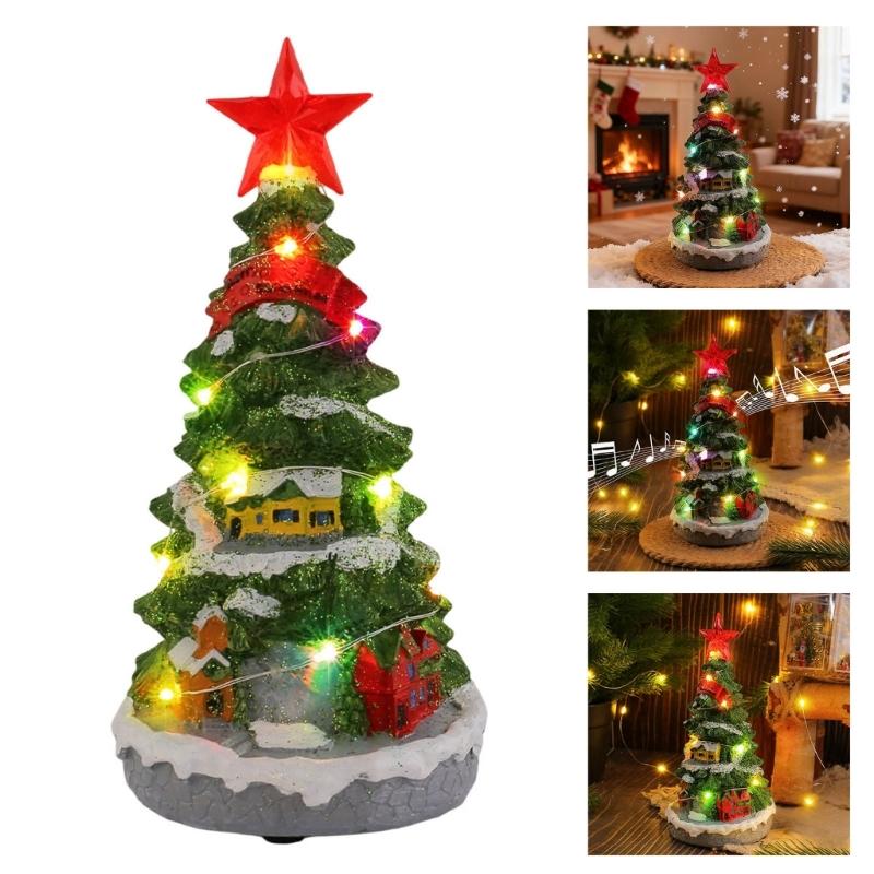 Musical Christmas Tree Tabletop Ornament Christmas Decorations Holiday Music Box Ornament for Home Tabletop Decoration