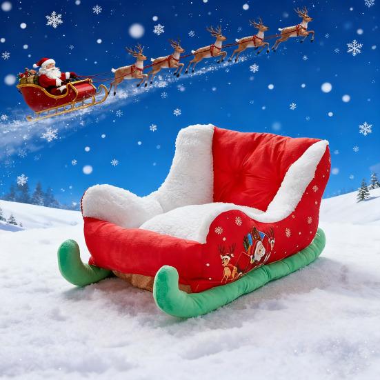 سرير كلب مزلقة عيد الميلاد مزلقة حمراء سرير حيوانات أليفة منفوش قابل للغسل قطيفة عيد الميلاد أريكة سرير للقطط والكلاب أريكة استخدام أرضي
