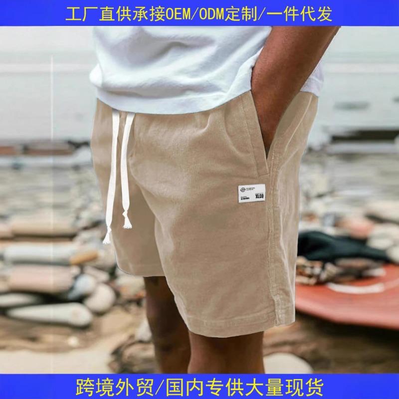 Men s Khaki Drawstring Casual Shorts Lightweight Summer Beach Shorts S