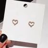 Korean Earrings S925 Silver Color Heart Bling Zircon Stone Stud Earrings for Women Fashion Jewelry 2024 Trend