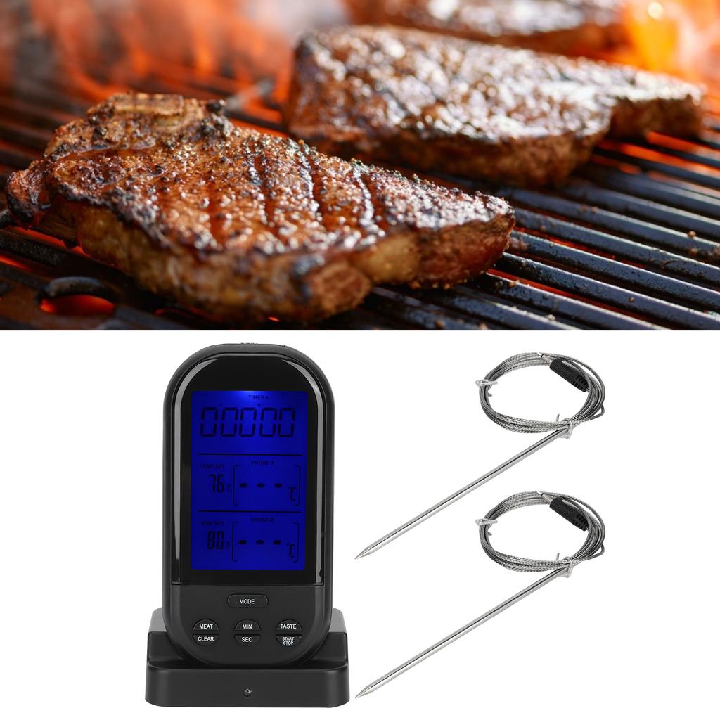 Wireless Remote Food Thermometer with Dual Probe Kitchen Cooking Barbecue Grill Accessory(TSK32B