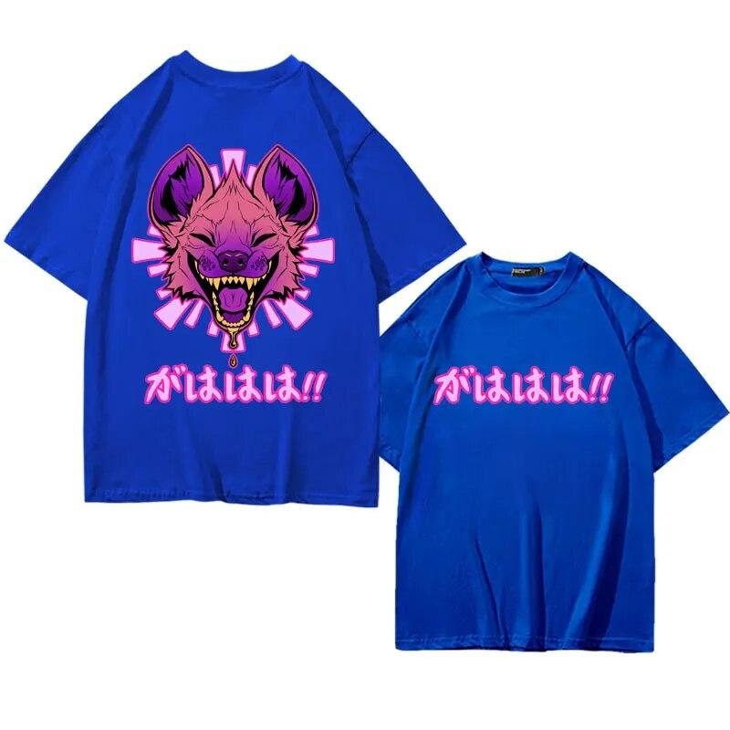 Anime Vaporwave Hyena Print T-shirt GAHAHA Furry Wildlife Safari T Shirt Unisex Women Harajuku Gothic Oversized T-shirts Streetwear