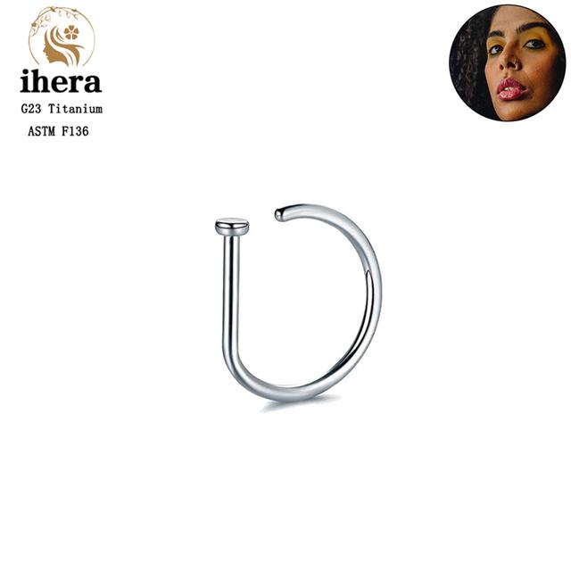 10PCS G23 Titanium D Shape Fake Nose Piercing ASTM F136 20G Nose Ring Hoop Septum Rings Sexy Women Body Jewelry Nariz Stud