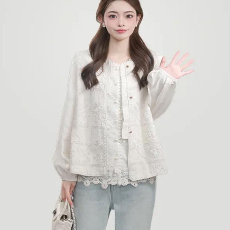 

Женский весенний жилет свободного кроя в стиле кэжуал с вышивкой - Модный топ с круглым вырезом в корейском стиле M 45-57kg