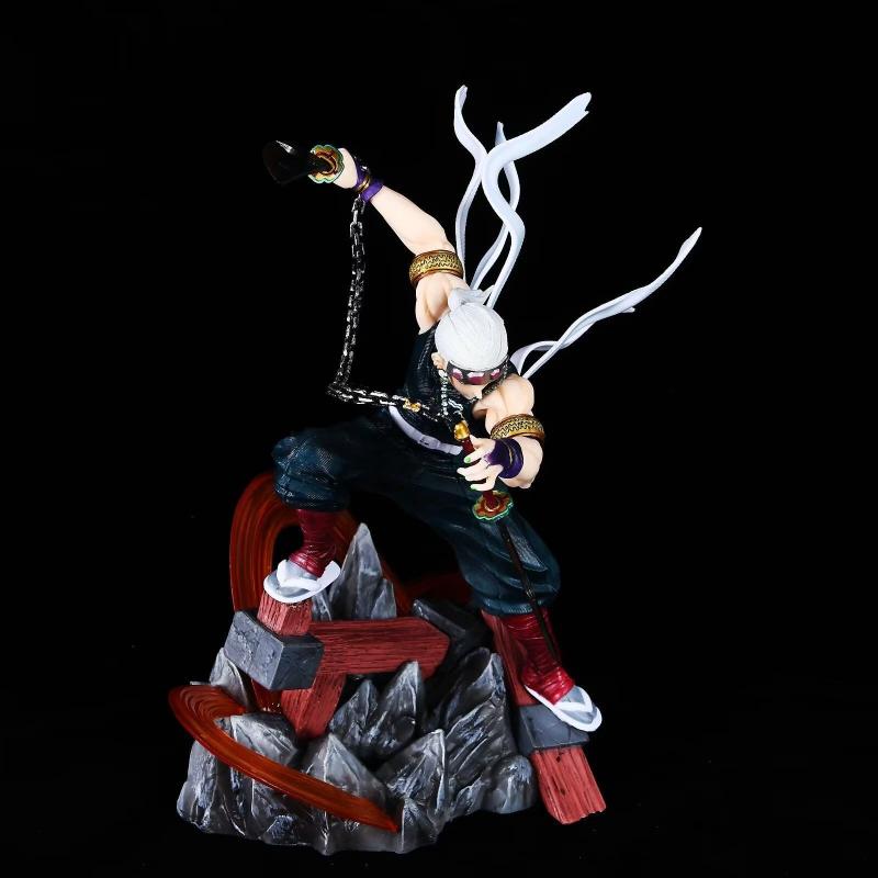 27cm Demon Slayer Uzui Tengen Action Figure Double Head Sculpt Battle Gk Statue Anime Model Desktop Decoration For Collectors