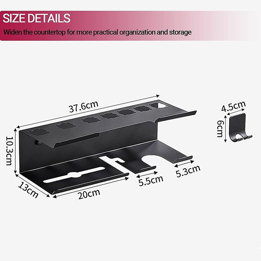 Väggmonterad hållare för Dyson Airwrap Styler, för Dyson Supersonic-hårtork, 2 i 1 väggmonterad förvaringsställ för badrum i sovrummet