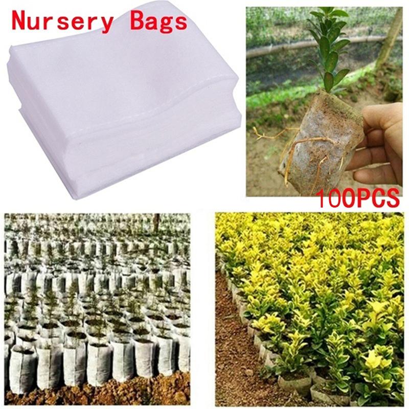 100Pcs Seedling Plants Nursery Bags Organic Biodegradable Grow Bags Eco Friendly