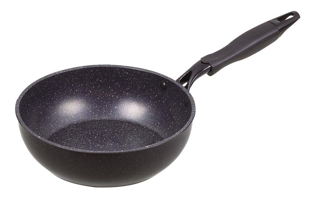 Pearl Metal Frying Pan, Black, 22cm, Teflon Select Coating, Induction Compatible, Marble Fan, HB-3882