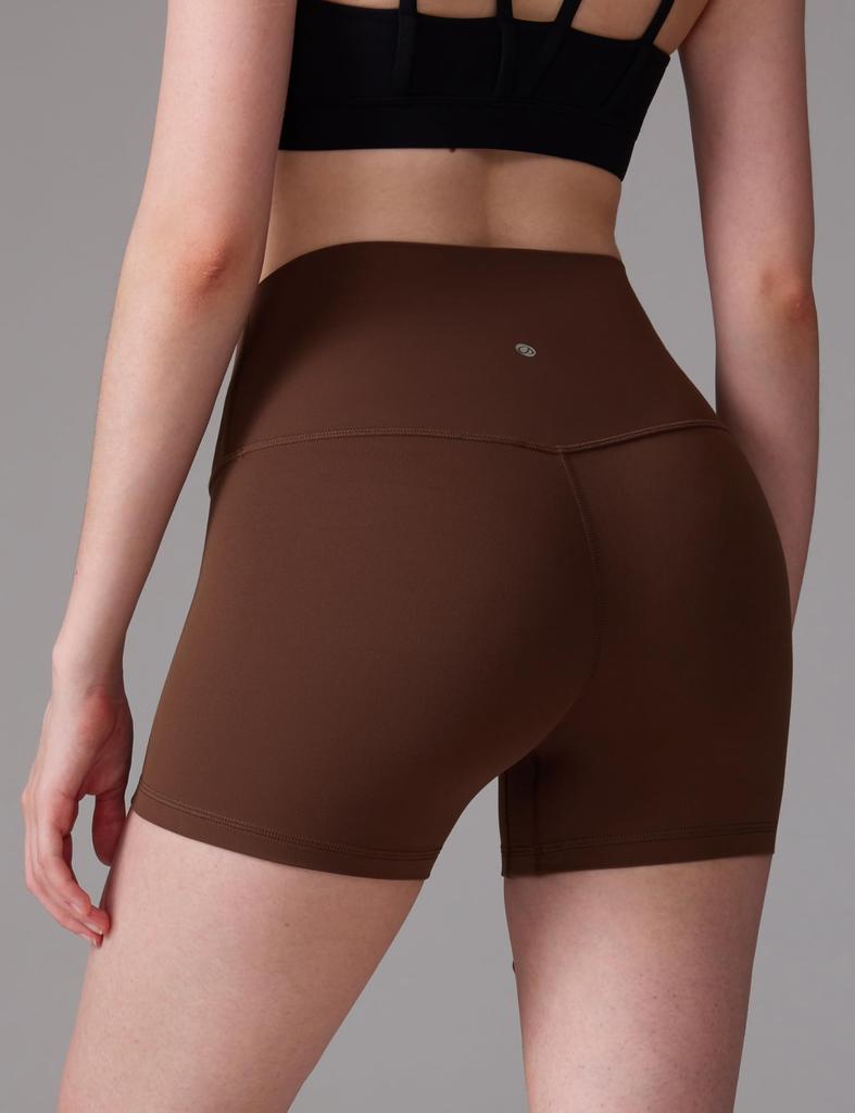 CRZ YOGA Biker Short Yoga High Coffee Size XL Women's Shorts, Leggings, Shorts, Waist, 3/4 Length, Butterluxe, 4-inch/10-cm Inseam, Brown,