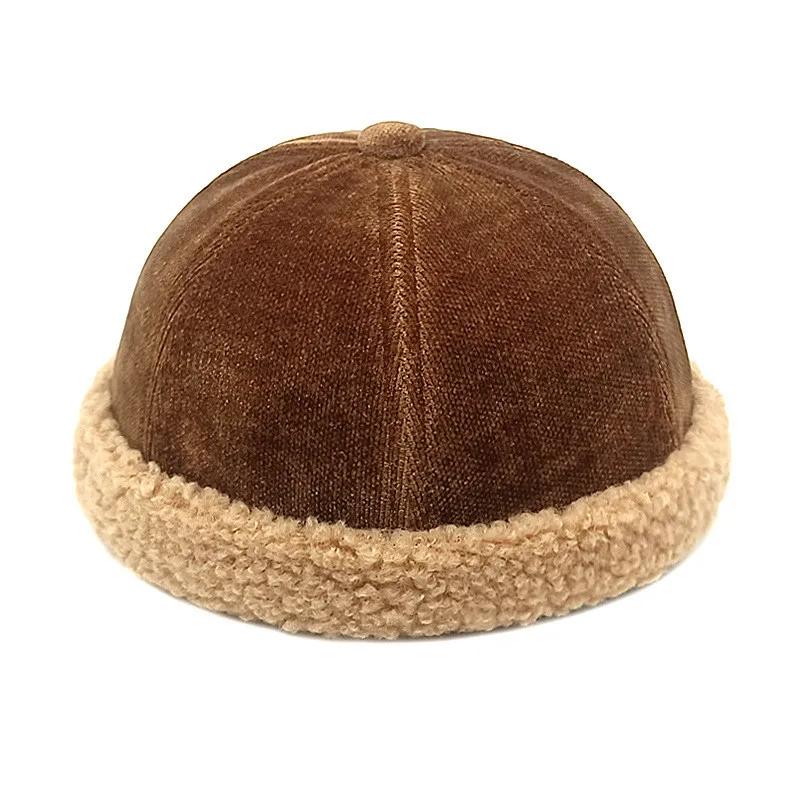 

LDSLYJR Autumn Winter Polyester Warm Solid Docker Cap Brimless Hat Beanie Landlord Sailor Cap Men and Women 115 56-60cm adjustable