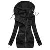 Women's Stitching Drawstring Hooded Slim Fashion Jacket Coat Outwear