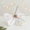 2Pcs/set Glitter Artificial Christmas Flowers Simulation Xmas Tree Ornaments  Christmas