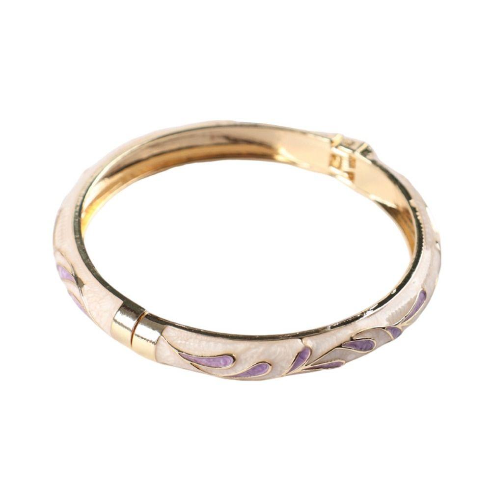 Enamel Enamel Flower Bangle Colorful Women's Hand Bracelet Vintage Cloisonne Bangle  Jewelry Gifts