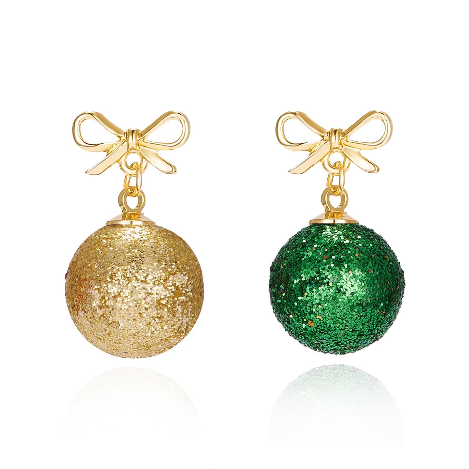 

Merry Christmas Green Red Round Ball Earrings For Women Sequins Bulb Snowflake Stars Dangle Earring New Year Festival Jewelry