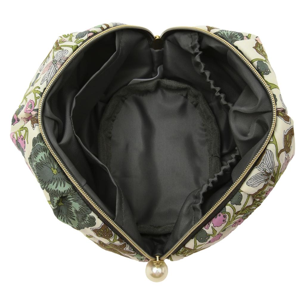 Intermode Made with Liberty Fabric Pouch, Liberty Print, Soft Gathered Pouch, 18703036, Women's, Edna, 18703036C, Olive [C], Approx. 17.5cm W x 13cm