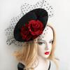 Women Retro Elegant Rose Net Yarn Little Hat Headdress Hair Ornaments for Wedding Banquet