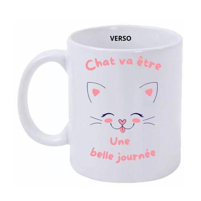Mug - Céramique - Chat va être une belle journée - 325 ml - Compatible Micro-onde - Lave-Vaisselle
