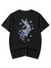 Niepce Japanese Streetwear Embroidery T-shirt Blue Koi Graphic Tee for Men