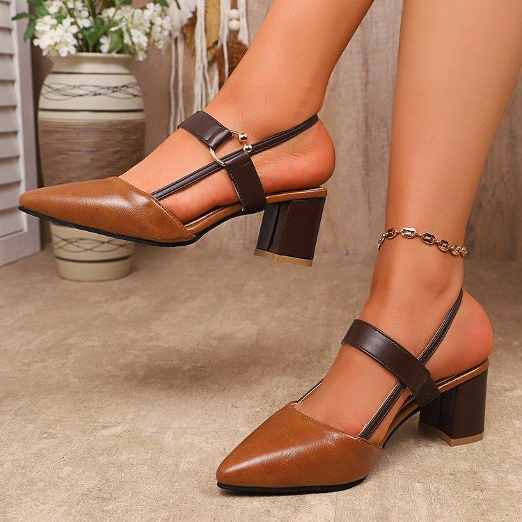 

Fashion Retro High Heels 2025 New French Light Mouth Pointed Head Thin Heel Women s Denim High Heel Sandals Summer Bag Head 43 коричневый