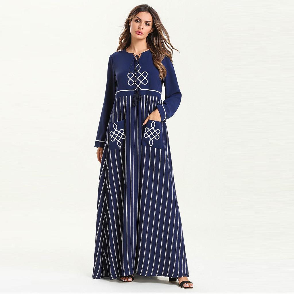Women's  Robe Abaya Islamic Muslim Middle  Long Dress