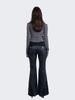 Nogtabeu Cutout Shoulder Top Grey