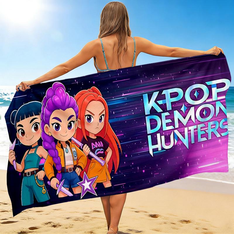 1Pc Kpop Demon Hunters Beach Towel Quick Dry Multiuse For Beach Pool Gym Yoga Home Travel Christmas Halloween Xmas Gift S1165