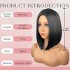 Women Bob Straight Hair Wig with Middle Part No Bangs Made of Heat-Resistant Synthetic Fiber Suitable for Daily Wear and Parties