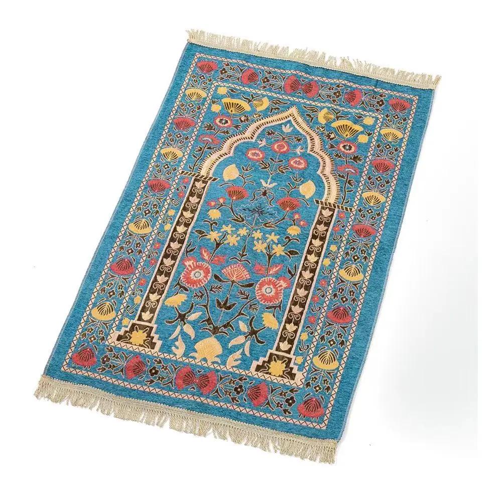 Foldable Muslim Prayer Rug Perfect for Men Women Gifts Vintage Persian Style Gold Muslim Prayer Mat Home Decoration