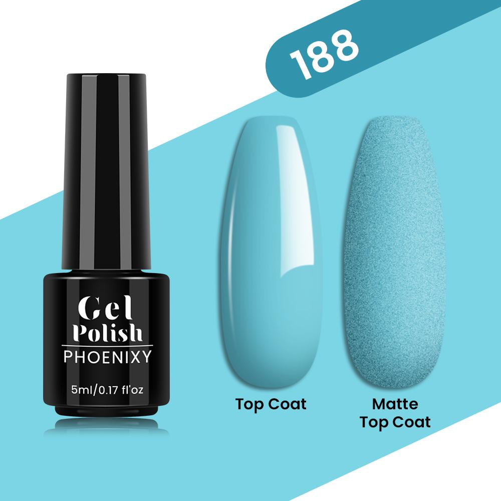 PHOENIXY Gel Nail Polish Glitter Semi Permanant UV/LED Nail Art Prime Gel Varnish Soak Off For Manicure - 6 Colors (5ml)