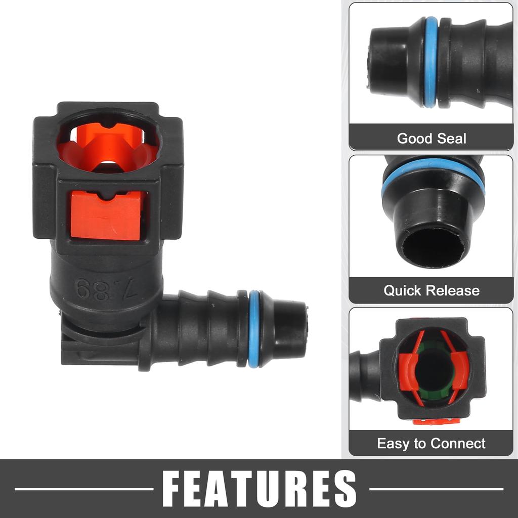A ABSOPRO Car Fuel Line Hose Quick Release Connector 90 Degree 5/16" 7.89mm SAE