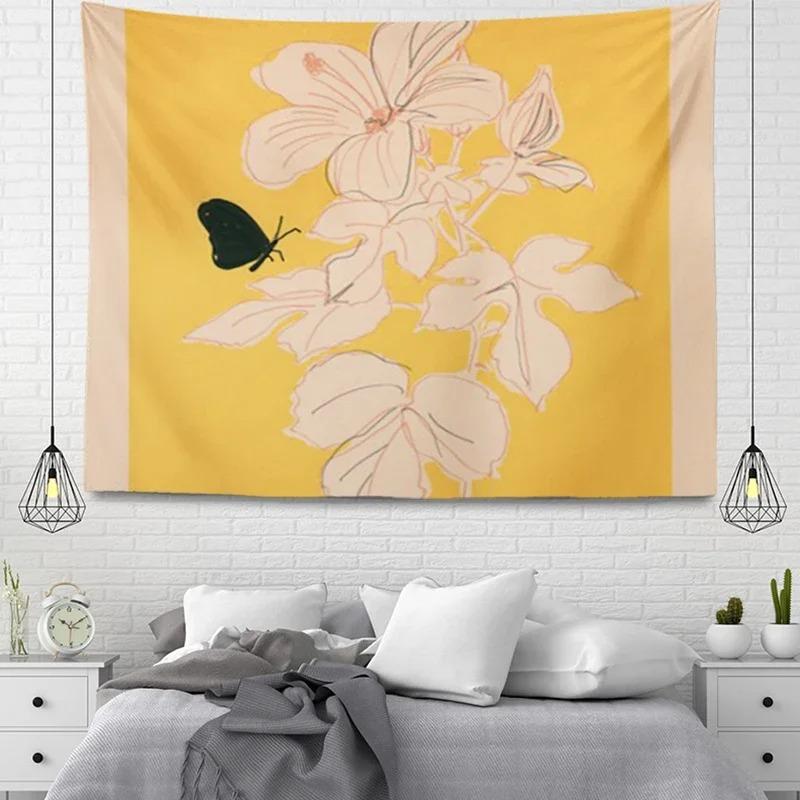 

Простой декоративный гобелен с изображением листьев растений для дома, гостиной, офиса, декоративный гобелен 100x75cm