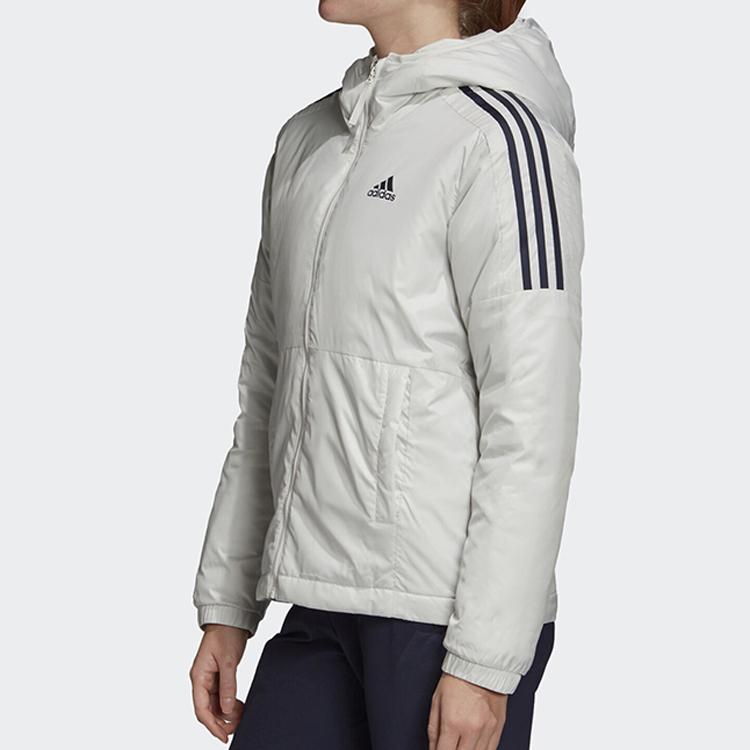 Adidas Hooded Warm Casual Cotton Sport Coat Women Jackets White GH4600