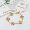 Double Sided 18K Gold Clover Titanium Steel Bracelet