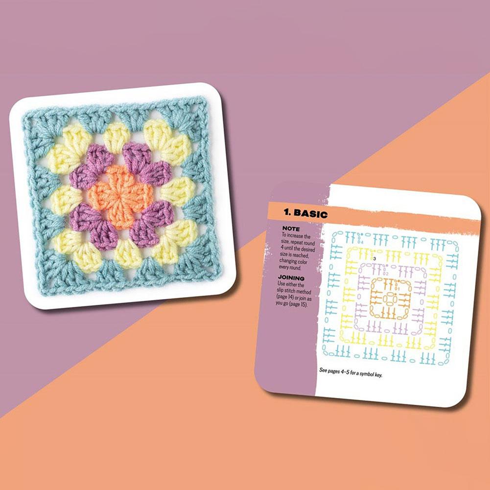 50 Mix & Matchs Designs Crochet Cards DIY Knitted Pattern Cards Set Granny Square Card Deck for Beginners Deck Knitting Kit