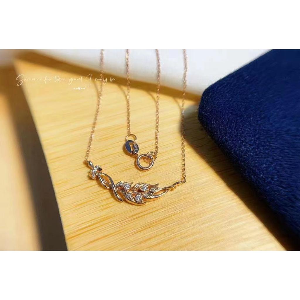 Temperature Zircon Leaf Necklace Simple and Fashionable Niche Design Sense Wheat Ear Clavicle Chain New Trendy Jewelry