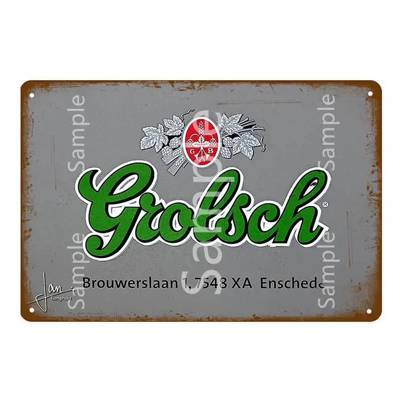 Grolsch Lager Beer Metal Poster Tin Signs Wall Art Painting Decorative Plaque Bar Pub Club Home Decor Art Crafts YK052