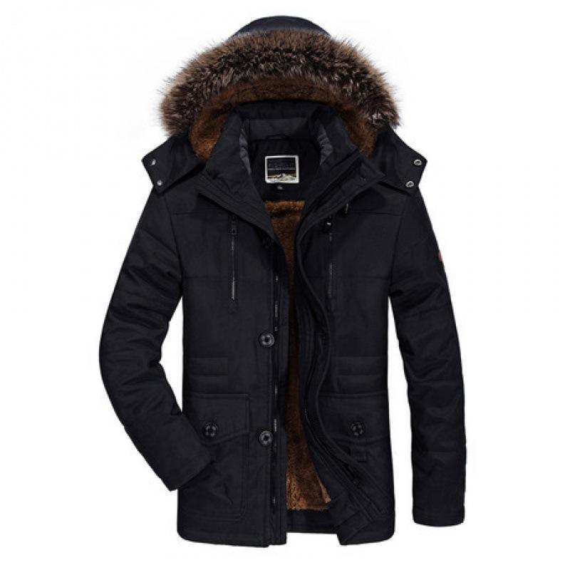 Men's Medium-Long Hooded Winter Jacket - Thick, Warm, Cotton Padded, Plus Size for Middle-Aged & Elderly