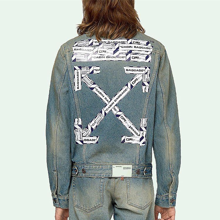 Giacca di Jeans con Nastro Aeroportuale OFF WHITE OMYE005S203860037388