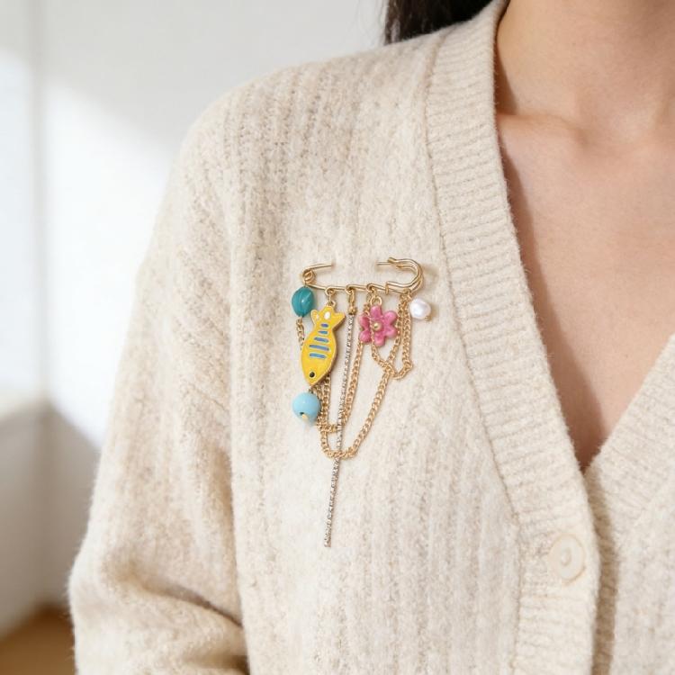 Handmade Enamel Fish Brooch With Floral Detailing Delicate Craftsmanship Lapel Accessory for Women Girls