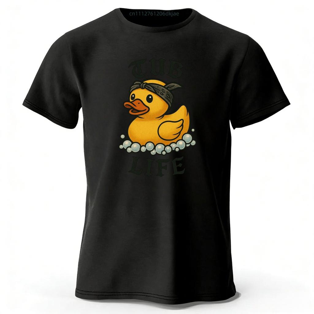 Bathing Tub Yellow Duck Pure Cotton Short Sleeves Men Loose Oversized Fashionable Casual T-shirt Y2k Street Style Top