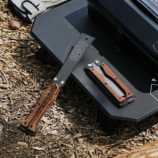 Folding Hand Saw with Wooden Handle Sharp Blade Double-Sided Teeth Portable Lightweight