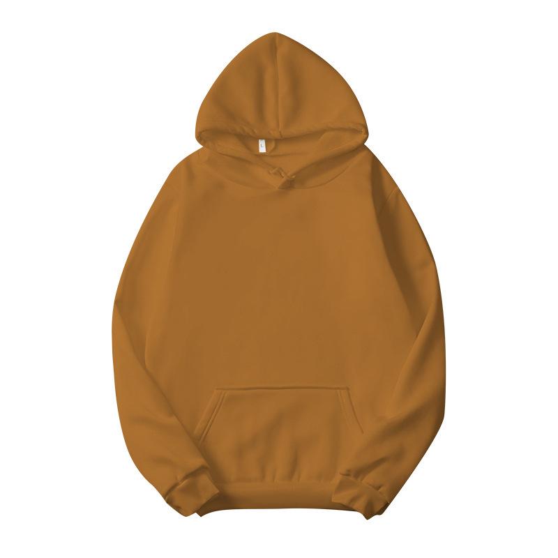 European and American Women's Loose Plus Size Fleece-Lined Hooded Sweatshirt, Solid Color, Long Sleeve, New Autumn/Winter Style.