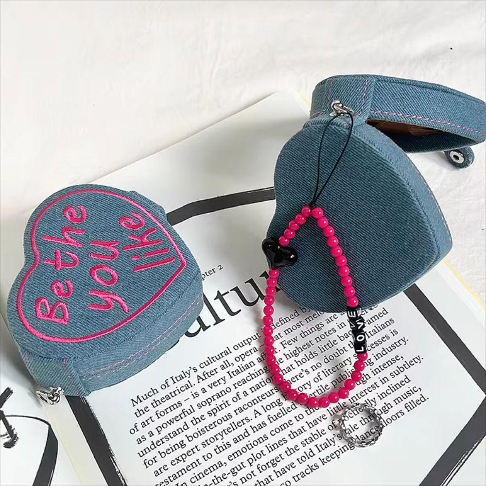 Heart Shaped Jewelry Ring Storage Box Embroidered Jewelry Holder Portable Mini Jewelry Box Gift