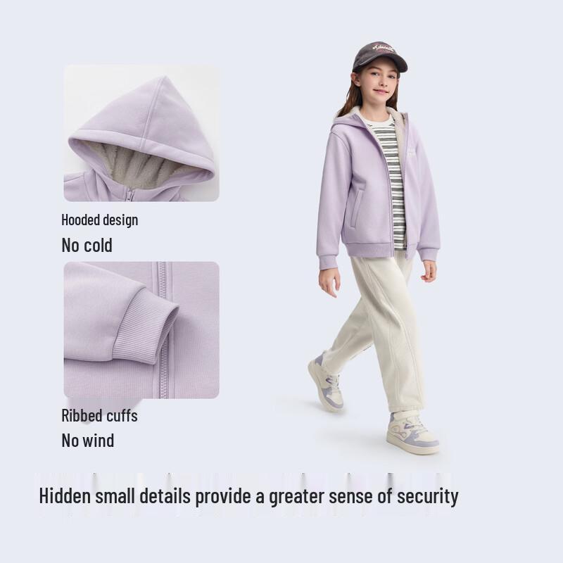 Balabala Kids' Hooded Coral Fleece Winter Coat