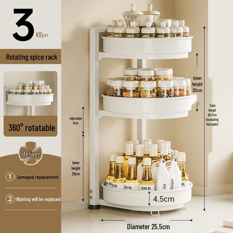 Rotating Kitchen Spice Rack - All-in-One Countertop Storage for Oil, Salt, Soy Sauce, & Vinegar