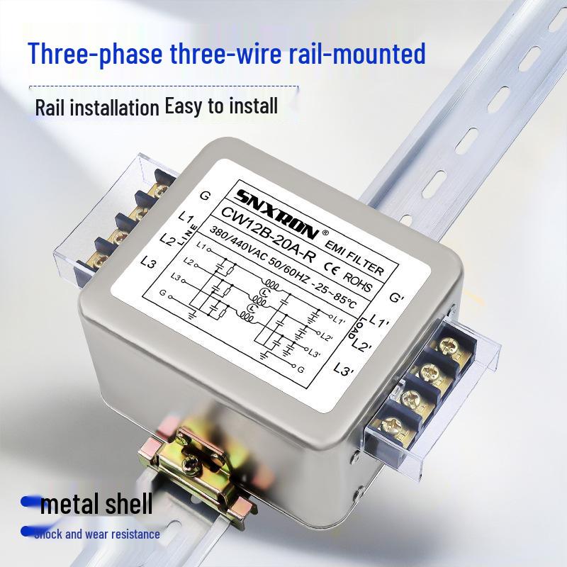 EMI 3-Phase 380V AC Filter CW12B Series with Rail-Mount Interference Purification