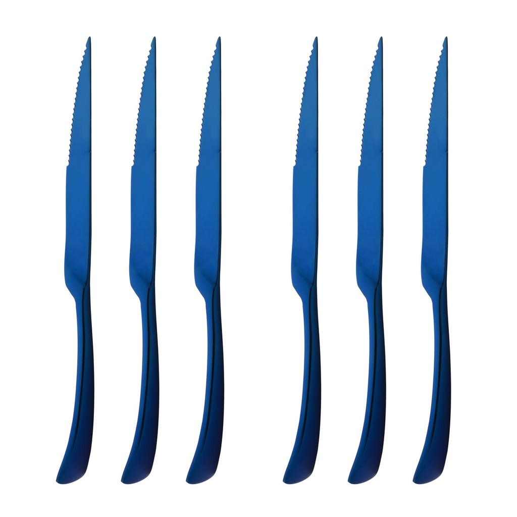 6 Pcs 304 Stainless Steel Gold Steak Knife Sharp Rainbow Knives Restaurant Black Steak Knives In Dinnerware Set